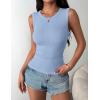 Zeagoo Womens Sleeveless Crewneck Ribbed Tank Tops Casual Basic Summer Top Slim Fitted Racerback Shirts(Light Blue)