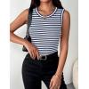 Zeagoo Womens Sleeveless Crewneck Ribbed Tank Tops Casual Basic Summer Top Slim Fitted Racerback Shirts(Navy White Stripe)