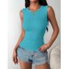 Zeagoo Womens Sleeveless Crewneck Ribbed Tank Tops Casual Basic Summer Top Slim Fitted Racerback Shirts(Peacock Blue)
