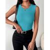 Zeagoo Womens Sleeveless Crewneck Ribbed Tank Tops Casual Basic Summer Top Slim Fitted Racerback Shirts(Peacock Blue)