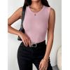 Zeagoo Womens Sleeveless Crewneck Ribbed Tank Tops Casual Basic Summer Top Slim Fitted Racerback Shirts(Pink)