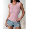 Zeagoo Womens Sleeveless Crewneck Ribbed Tank Tops Casual Basic Summer Top Slim Fitted Racerback Shirts(Pink)