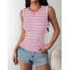 Zeagoo Womens Sleeveless Crewneck Ribbed Tank Tops Casual Basic Summer Top Slim Fitted Racerback Shirts(Rose Pink Stripe)