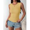 Zeagoo Womens Sleeveless Crewneck Ribbed Tank Tops Casual Basic Summer Top Slim Fitted Racerback Shirts(Yellow)