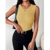 Zeagoo Womens Sleeveless Crewneck Ribbed Tank Tops Casual Basic Summer Top Slim Fitted Racerback Shirts(Yellow)