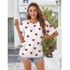 Zeagoo Womens Tops Casual Oversized Short Sleeve Sweatshirt Summer Striped Shirt Crewneck Pullover Loose T Shirts Blouse(Heart Floral)