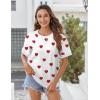 Zeagoo Womens Tops Casual Oversized Short Sleeve Sweatshirt Summer Striped Shirt Crewneck Pullover Loose T Shirts Blouse(Heart Floral)