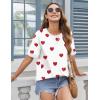 Zeagoo Womens Tops Casual Oversized Short Sleeve Sweatshirt Summer Striped Shirt Crewneck Pullover Loose T Shirts Blouse(Heart Floral)