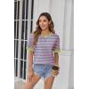 Zeagoo Womens Tops Casual Oversized Short Sleeve Sweatshirt Summer Striped Shirt Crewneck Pullover Loose T Shirts Blouse(Pink-green)