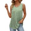 Zeagoo Women Summer Tank Tops Loose Fit Flowy Boho Pleated Sleeveless Shirts Crew Neck Dressy Casual Tunic Trendy Blouses(Printed Paisley Xh534)