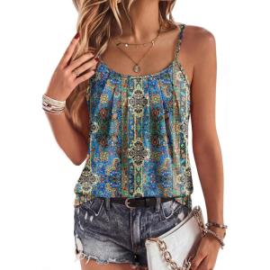 Zeagoo Womens Camisole Tank Tops Summer Adjustable Spaghetti Strap Loose Flowy Sleeveless Shirts Beach Vacation Clothes(Mz779)