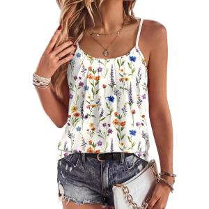 Zeagoo Womens Camisole Tank Tops Summer Adjustable Spaghetti Strap Loose Flowy Sleeveless Shirts Beach Vacation Clothes(Wf109)