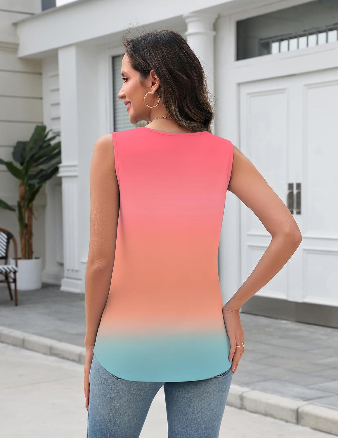 imageZeagoo Tank Top for Women V Neck Loose Fit Sleeveless Summer Tops Business Casual Outfits Dressy Blouses ShirtsPink Jb218