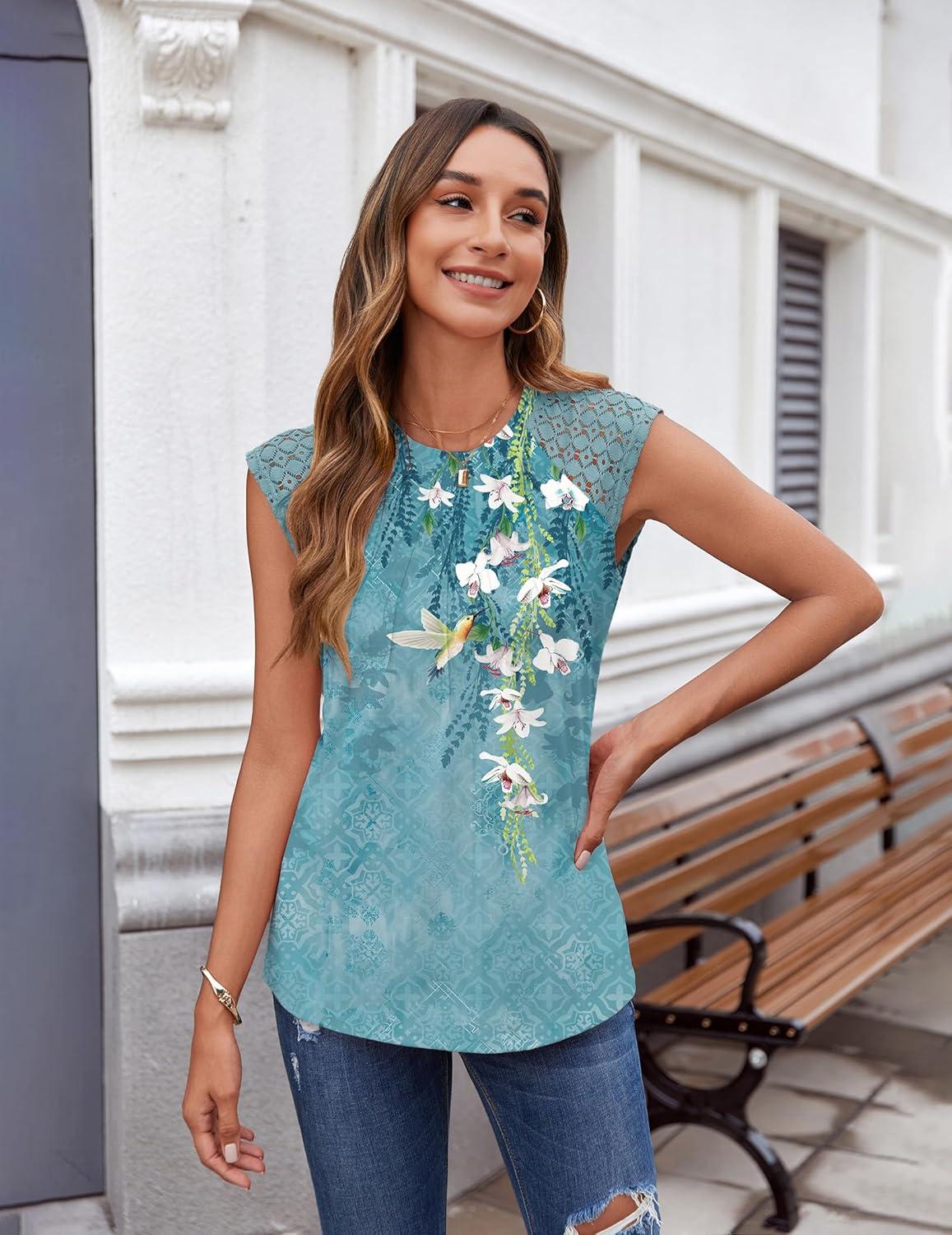 imageZeagoo Womens Lace Cap Sleeve Tank Top