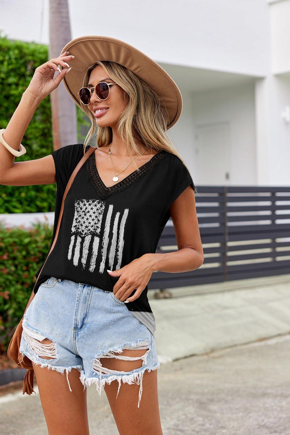 imageZeagoo Womens Summer Casual V Neck Cap Sleeve Tank Tops Guipure Lace Shirt BlouseKt187