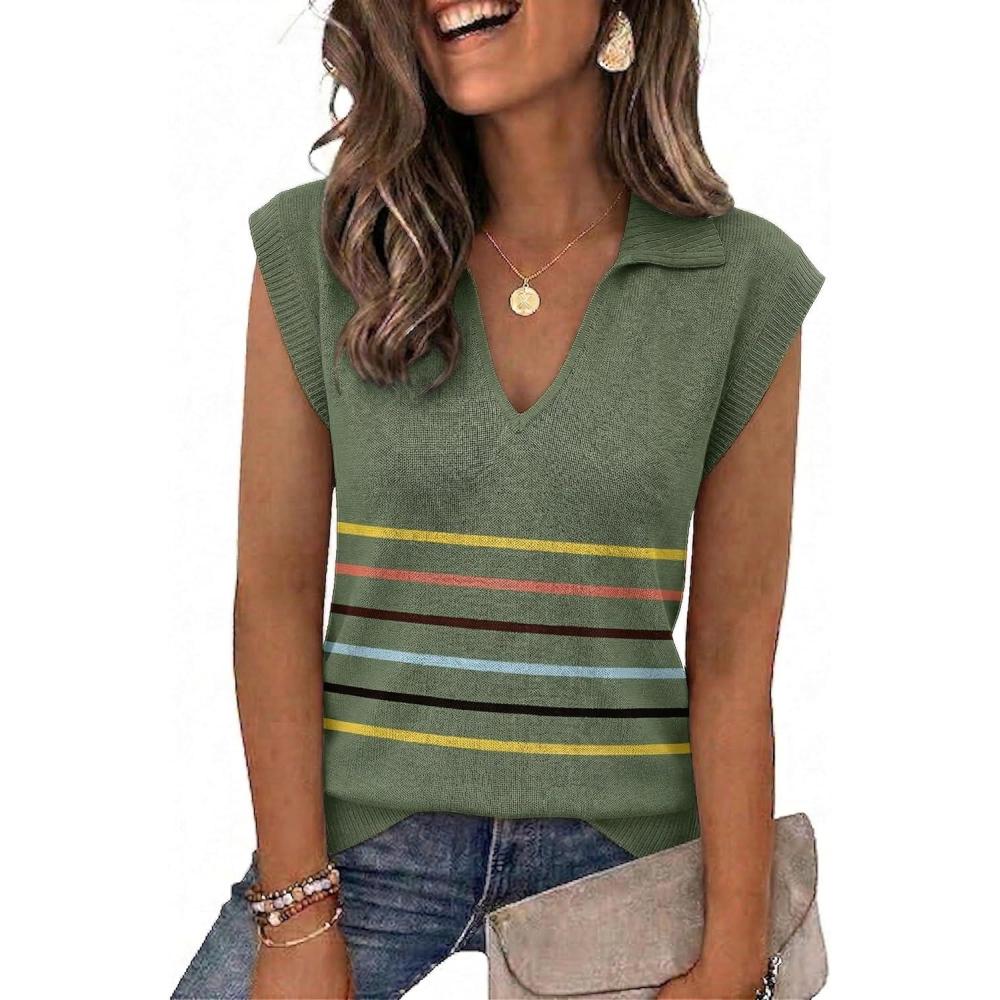 imageZeagoo Womens Sleeveless Sweaters Vest V Neck Lightweight Knit Pullover Sweater Dressy Summer TopsTw685