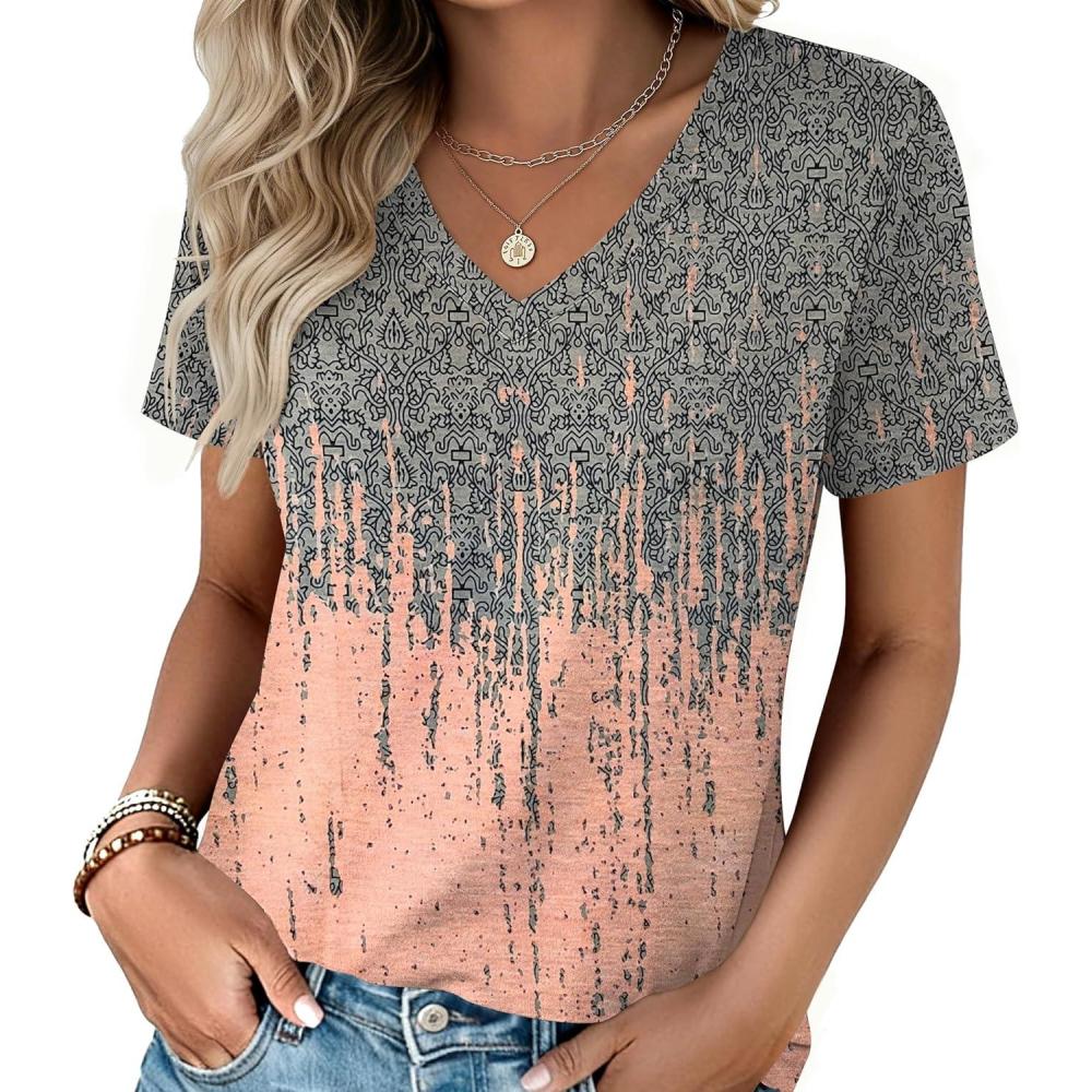 imageZeagoo Womens Tops Summer Casual Short Sleeve Tshirts Business Basic Spring VNeck Shirts Outfits S3XLZzjb44