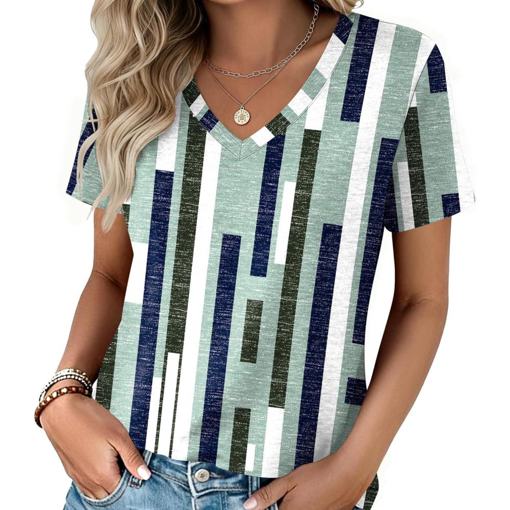 imageZeagoo Womens Tops Summer Casual Short Sleeve Tshirts Business Basic Spring VNeck Shirts Outfits S3XLZzjh530