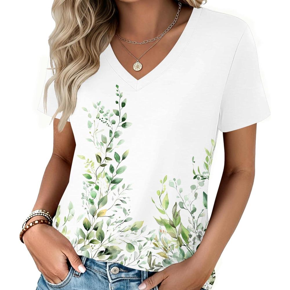 imageZeagoo Womens Tops Summer Casual Short Sleeve Tshirts Business Basic Spring VNeck Shirts Outfits S3XLZzwf135