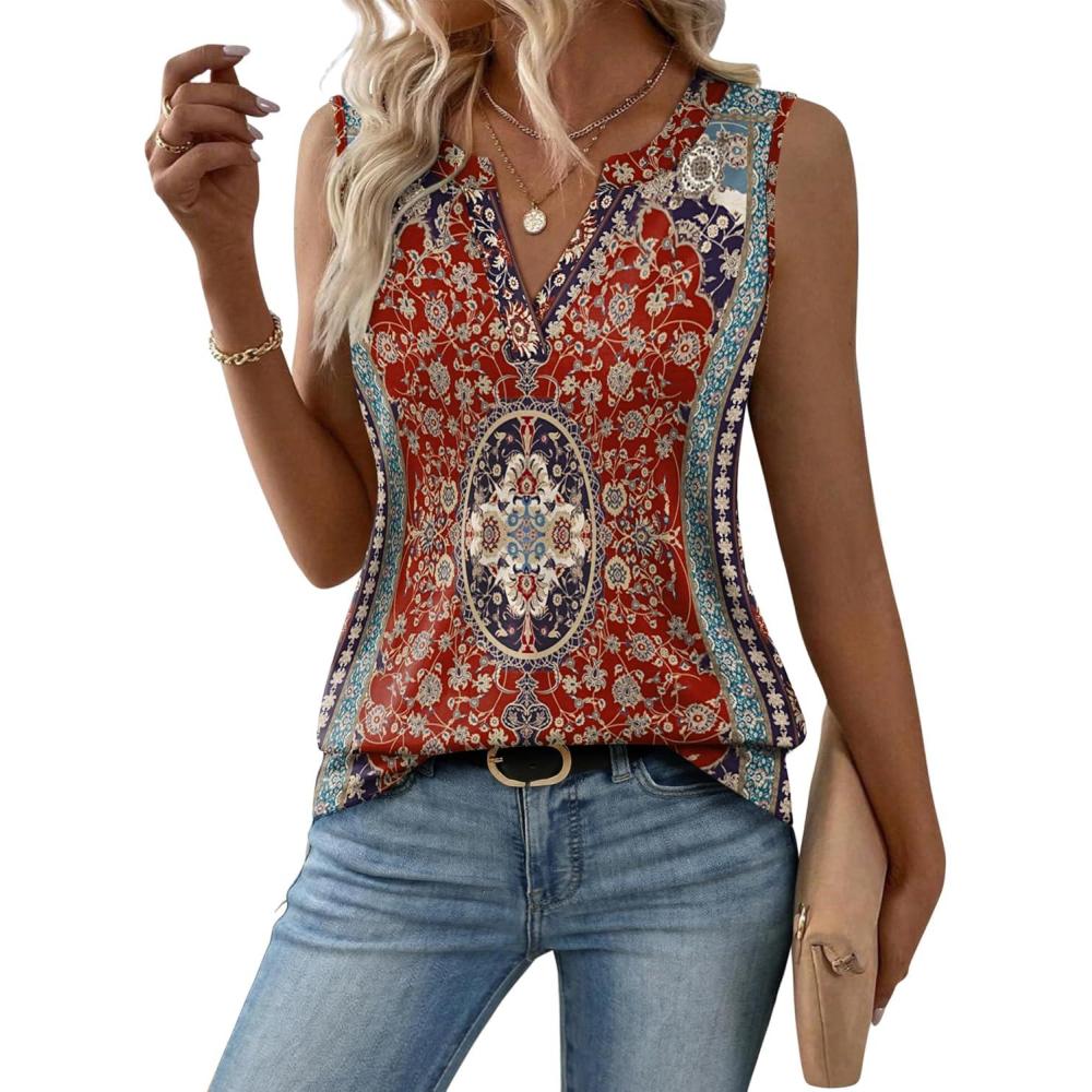 imageZeagoo Womens V Neck Tank Tops 2026 Summer Tops Casual Sleeveless Shirts Loose Fit Dressy Business Work ClothesMz870