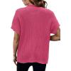 Women 2026 Sweater Vest Mock Neck Batwing Short Sleeve Oversized Ribbed Knit Tops Fall Pullover Sweater S-XXL(Rose Red)