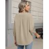 Zeagoo Button Down Shirts for Women 3/4 Sleeve Linen Cotton V Neck Tops Dressy Casual Loose Work Blouses(Apricot)