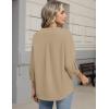 Zeagoo Button Down Shirts for Women 3/4 Sleeve Linen Cotton V Neck Tops Dressy Casual Loose Work Blouses(Beige)