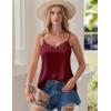 Zeagoo Camisole Tops for Women Slik Satin Spaghetti Strap Tank Top Lace V Neck Cami 2 PCS(White & Wine Red)