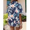 Zeagoo Hawaiian Shirts for Women Tropical Floral Button Down Short Sleeve Blouses Summer Beach Shirt Vacation Tops(A-dark Blue)