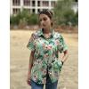 Zeagoo Hawaiian Shirts for Women Tropical Floral Button Down Short Sleeve Blouses Summer Beach Shirt Vacation Tops(A-green Tropical)