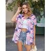 Zeagoo Hawaiian Shirts for Women Tropical Floral Button Down Short Sleeve Blouses Summer Beach Shirt Vacation Tops(A-pink Tropical)