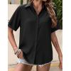 Zeagoo Hawaiian Shirts for Women Tropical Floral Button Down Short Sleeve Blouses Summer Beach Shirt Vacation Tops(Black)