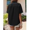 Zeagoo Hawaiian Shirts for Women Tropical Floral Button Down Short Sleeve Blouses Summer Beach Shirt Vacation Tops(Black)