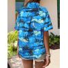 Zeagoo Hawaiian Shirts for Women Tropical Floral Button Down Short Sleeve Blouses Summer Beach Shirt Vacation Tops(Blue Hawaiian)