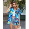 Zeagoo Hawaiian Shirts for Women Tropical Floral Button Down Short Sleeve Blouses Summer Beach Shirt Vacation Tops(Cp8)