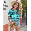 Zeagoo Hawaiian Shirts for Women Tropical Floral Button Down Short Sleeve Blouses Summer Beach Shirt Vacation Tops(Green Hawaiian)