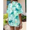Zeagoo Hawaiian Shirts for Women Tropical Floral Button Down Short Sleeve Blouses Summer Beach Shirt Vacation Tops(Green Turtle)