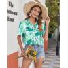 Zeagoo Hawaiian Shirts for Women Tropical Floral Button Down Short Sleeve Blouses Summer Beach Shirt Vacation Tops(Green Turtle)