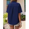 Zeagoo Hawaiian Shirts for Women Tropical Floral Button Down Short Sleeve Blouses Summer Beach Shirt Vacation Tops(Navy Blue)