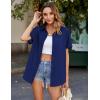 Zeagoo Hawaiian Shirts for Women Tropical Floral Button Down Short Sleeve Blouses Summer Beach Shirt Vacation Tops(Navy Blue)