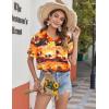 Zeagoo Hawaiian Shirts for Women Tropical Floral Button Down Short Sleeve Blouses Summer Beach Shirt Vacation Tops(Orange Hawaiian)