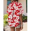 Zeagoo Hawaiian Shirts for Women Tropical Floral Button Down Short Sleeve Blouses Summer Beach Shirt Vacation Tops(Red-white Floral)