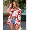 Zeagoo Hawaiian Shirts for Women Tropical Floral Button Down Short Sleeve Blouses Summer Beach Shirt Vacation Tops(Red-white Floral)