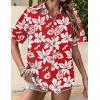Zeagoo Hawaiian Shirts for Women Tropical Floral Button Down Short Sleeve Blouses Summer Beach Shirt Vacation Tops(Red-white Floral)