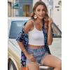 Zeagoo Hawaiian Shirts for Women Tropical Floral Button Down Short Sleeve Blouses Summer Beach Shirt Vacation Tops(Z-blue Skull)