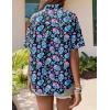 Zeagoo Hawaiian Shirts for Women Tropical Floral Button Down Short Sleeve Blouses Summer Beach Shirt Vacation Tops(Z-blue Skull)