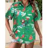 Zeagoo Hawaiian Shirts for Women Tropical Floral Button Down Short Sleeve Blouses Summer Beach Shirt Vacation Tops(Z-green Christmas)
