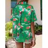 Zeagoo Hawaiian Shirts for Women Tropical Floral Button Down Short Sleeve Blouses Summer Beach Shirt Vacation Tops(Z-green Christmas)