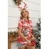Zeagoo Hawaiian Shirts for Women Tropical Floral Button Down Short Sleeve Blouses Summer Beach Shirt Vacation Tops(Z-red Christmas)