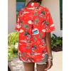 Zeagoo Hawaiian Shirts for Women Tropical Floral Button Down Short Sleeve Blouses Summer Beach Shirt Vacation Tops(Z-red Christmas Hawaiian)